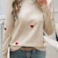 Lace Detail Heart Long Sleeve Sweater