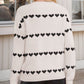 Heart Round Neck Long Sleeve Sweater