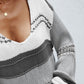 Color Block V-Neck Dropped Shoulder Sweater