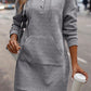 Gray Textured Kangaroo Pocket Drawstring Hooded Mini Dress