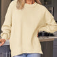 Slit Round Neck Dropped Shoulder Sweater