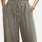 Drawstring Striped Elastic Waist Pants