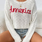 Letter Round Neck Long Sleeve Sweater