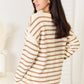 Double Take Striped Boat Neck Sweater