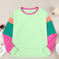 Color Block Round Neck Long Sleeve Top