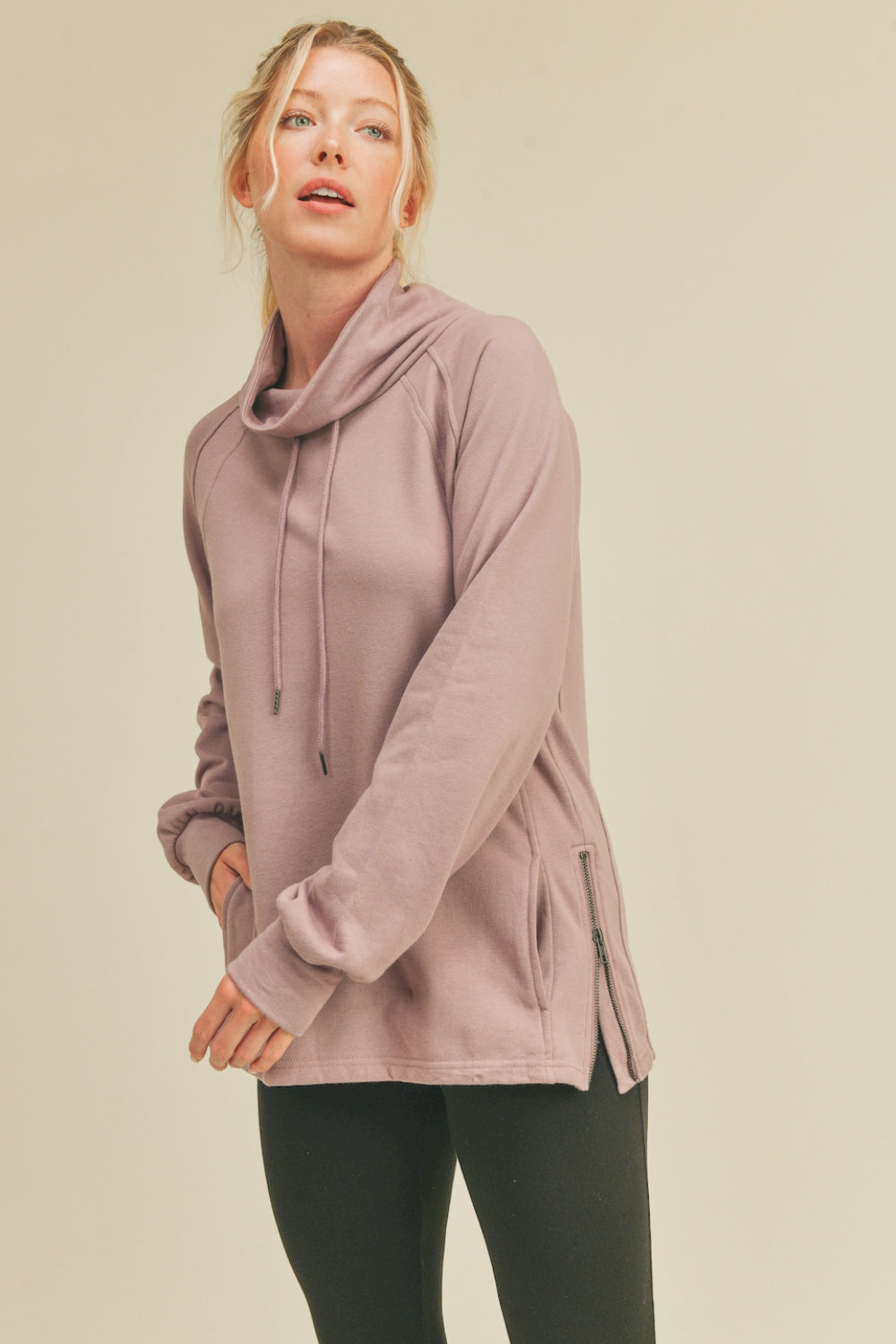 Kimberly C Drawstring Side Zip Sweatshirt